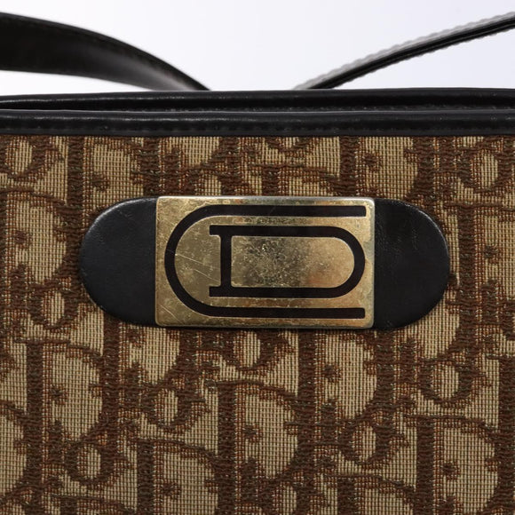 Christian Dior Trotter Canvas Shoulder Bag Brown Gold Auth 134767