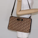 Christian Dior Trotter Canvas Shoulder Bag Brown Gold Auth 134767-20