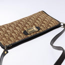 Christian Dior Trotter Canvas Shoulder Bag Brown Gold Auth 134767-6