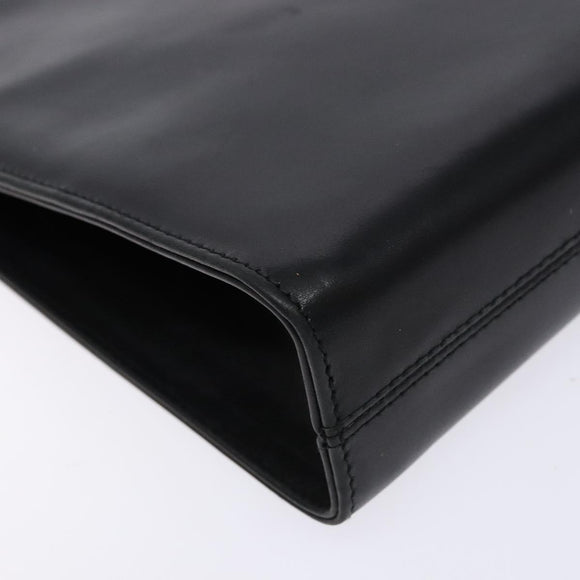 Salvatore Ferragamo Gancini Chain Shoulder Bag Leather Black Gold Auth 134769