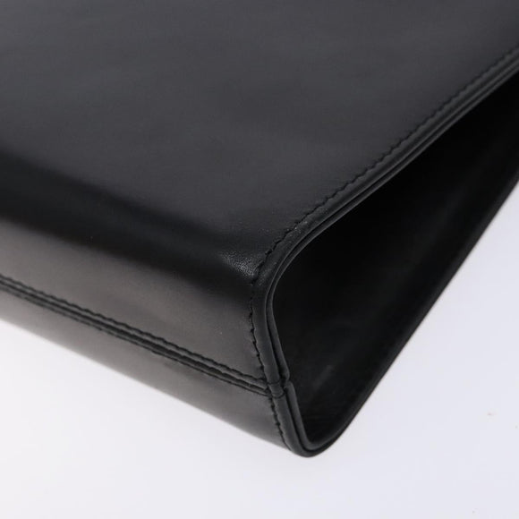 Salvatore Ferragamo Gancini Chain Shoulder Bag Leather Black Gold Auth 134769