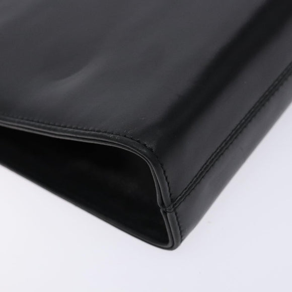 Salvatore Ferragamo Gancini Chain Shoulder Bag Leather Black Gold Auth 134769