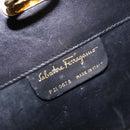 Salvatore Ferragamo Gancini Chain Shoulder Bag Leather Black Gold Auth 134769-12