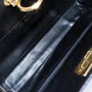 Salvatore Ferragamo Gancini Chain Shoulder Bag Leather Black Gold Auth 134769-9