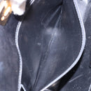 Salvatore Ferragamo Gancini Chain Shoulder Bag Leather Black Gold Auth 134769-11