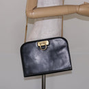 Salvatore Ferragamo Gancini Chain Shoulder Bag Leather Black Gold Auth 134769-20
