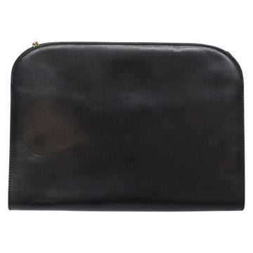 Salvatore Ferragamo Gancini Chain Shoulder Bag Leather Black Gold Auth 134769 - 0