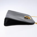 Salvatore Ferragamo Gancini Chain Shoulder Bag Leather Black Gold Auth 134769-3
