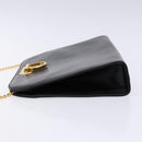 Salvatore Ferragamo Gancini Chain Shoulder Bag Leather Black Gold Auth 134769-4