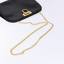 Salvatore Ferragamo Gancini Chain Shoulder Bag Leather Black Gold Auth 134769-7