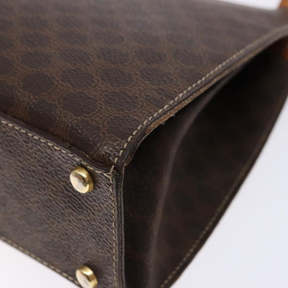CELINE Macadam Canvas Hand Bag PVC Leather Brown Gold Auth 134810