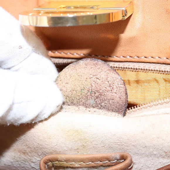 CELINE Macadam Canvas Hand Bag PVC Leather Brown Gold Auth 134810