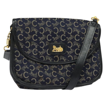 CELINE C Sulky Shoulder Bag Canvas Navy Gold Auth 134821