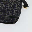 CELINE C Sulky Shoulder Bag Canvas Navy Gold Auth 134821-16