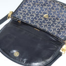 CELINE C Sulky Shoulder Bag Canvas Navy Gold Auth 134821-10