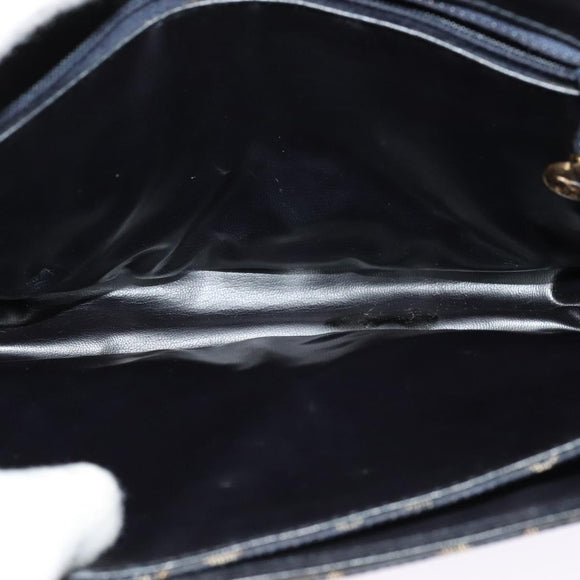 CELINE C Sulky Shoulder Bag Canvas Navy Gold Auth 134821