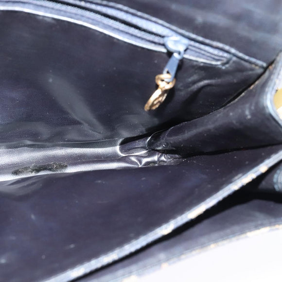 CELINE C Sulky Shoulder Bag Canvas Navy Gold Auth 134821