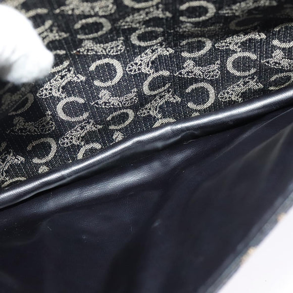 CELINE C Sulky Shoulder Bag Canvas Navy Gold Auth 134821