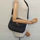 CELINE C Sulky Shoulder Bag Canvas Navy Gold Auth 134821-22