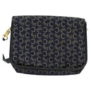 CELINE C Sulky Shoulder Bag Canvas Navy Gold Auth 134821-2