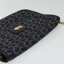 CELINE C Sulky Shoulder Bag Canvas Navy Gold Auth 134821-6