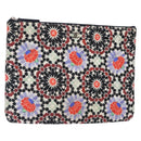 CHANEL Matelasse Clutch Bag Nylon Multicolor Silver CC Auth 134823-1