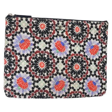 CHANEL Matelasse Clutch Bag Nylon Multicolor Silver CC Auth 134823