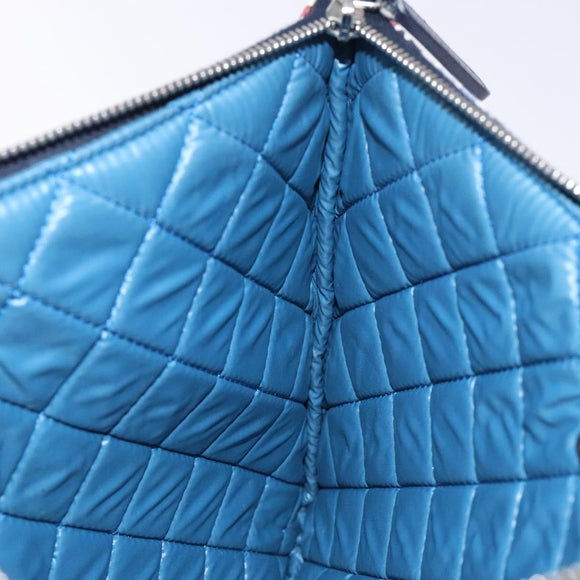 CHANEL Matelasse Clutch Bag Nylon Multicolor Silver CC Auth 134823