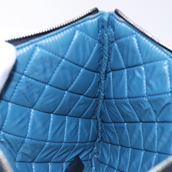 CHANEL Matelasse Clutch Bag Nylon Multicolor Silver CC Auth 134823