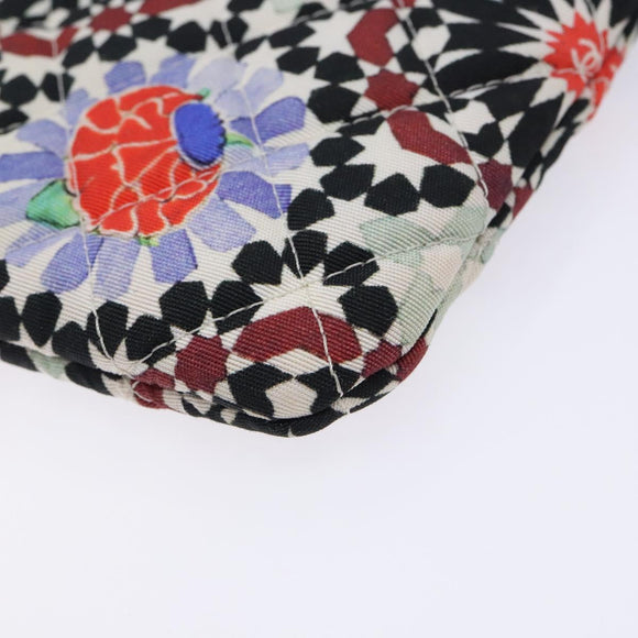 CHANEL Matelasse Clutch Bag Nylon Multicolor Silver CC Auth 134823