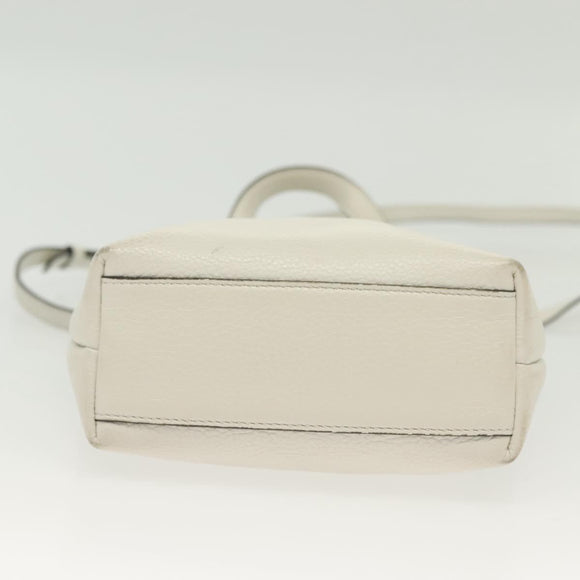 Salvatore Ferragamo Gancini Hand Bag Leather 2way White Gold Auth 134826