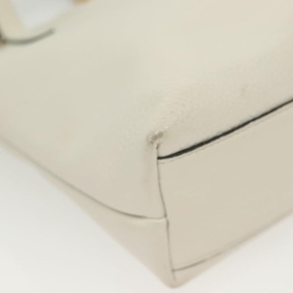 Salvatore Ferragamo Gancini Hand Bag Leather 2way White Gold Auth 134826