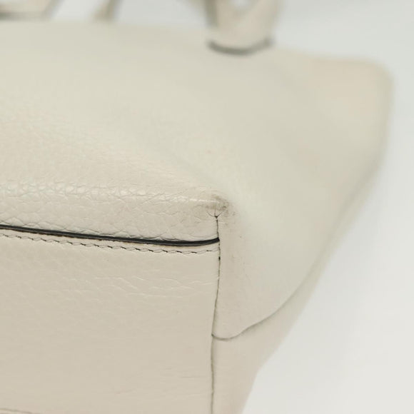 Salvatore Ferragamo Gancini Hand Bag Leather 2way White Gold Auth 134826