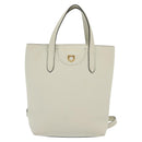 Salvatore Ferragamo Gancini Hand Bag Leather 2way White Gold Auth 134826-13