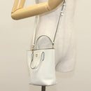 Salvatore Ferragamo Gancini Hand Bag Leather 2way White Gold Auth 134826-22