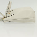 Salvatore Ferragamo Gancini Hand Bag Leather 2way White Gold Auth 134826-4