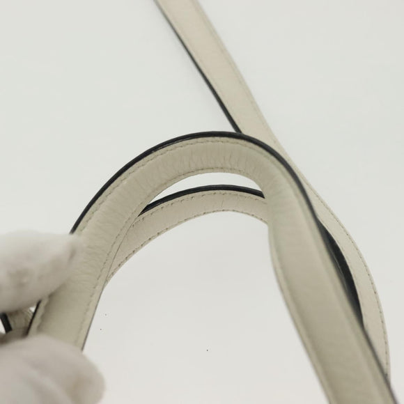 Salvatore Ferragamo Gancini Hand Bag Leather 2way White Gold Auth 134826