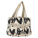 CHANEL Tote Bag Canvas White Silver CC Auth 134829-1