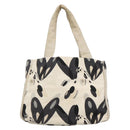 CHANEL Tote Bag Canvas White Silver CC Auth 134829-2