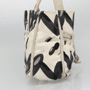 CHANEL Tote Bag Canvas White Silver CC Auth 134829-4