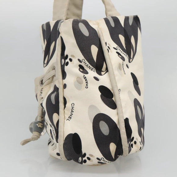 CHANEL Tote Bag Canvas White Silver CC Auth 134829