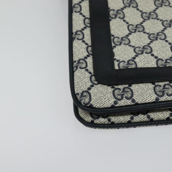 GUCCI GG Supreme Sherry Line Shoulder Bag PVC Navy Gold 41 02 013 Auth 134831