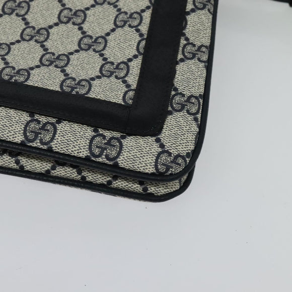 GUCCI GG Supreme Sherry Line Shoulder Bag PVC Navy Gold 41 02 013 Auth 134831