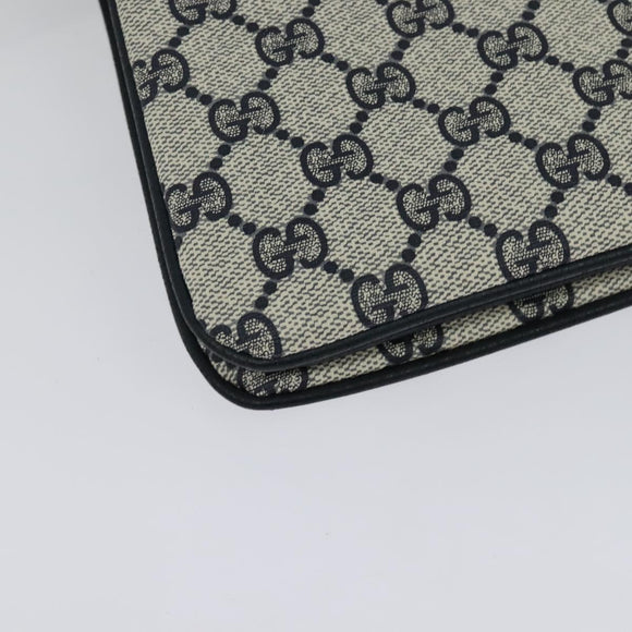 GUCCI GG Supreme Sherry Line Shoulder Bag PVC Navy Gold 41 02 013 Auth 134831