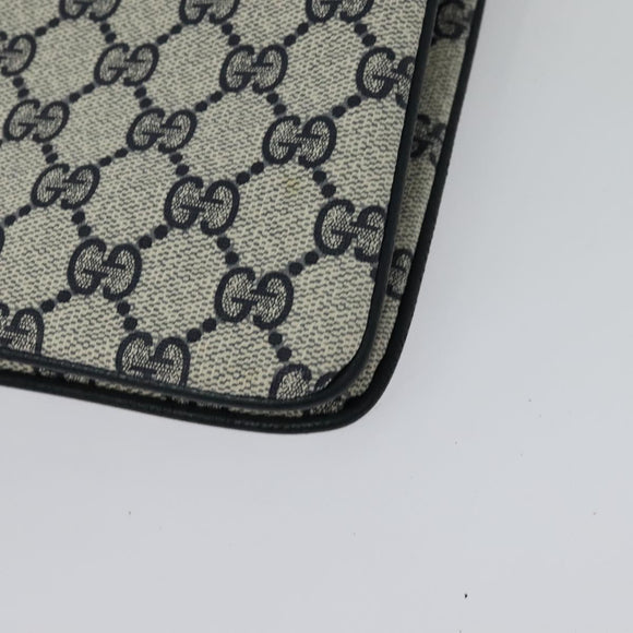 GUCCI GG Supreme Sherry Line Shoulder Bag PVC Navy Gold 41 02 013 Auth 134831