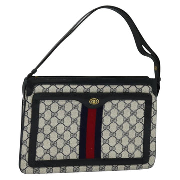 GUCCI GG Supreme Sherry Line Shoulder Bag PVC Navy Gold 41 02 013 Auth 134831