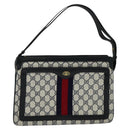 GUCCI GG Supreme Sherry Line Shoulder Bag PVC Navy Gold 41 02 013 Auth 134831-13