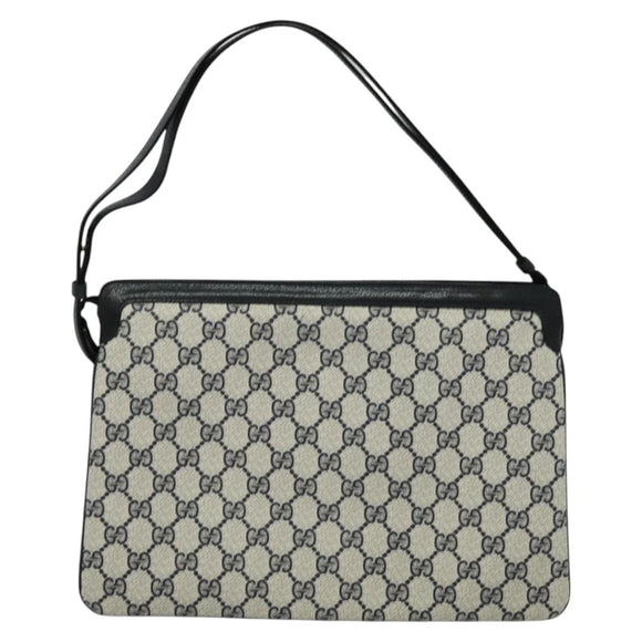 GUCCI GG Supreme Sherry Line Shoulder Bag PVC Navy Gold 41 02 013 Auth 134831