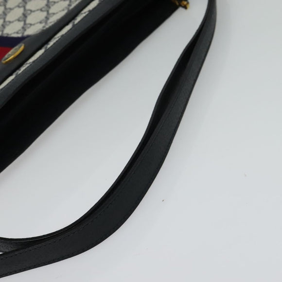 GUCCI GG Supreme Sherry Line Shoulder Bag PVC Navy Gold 41 02 013 Auth 134831