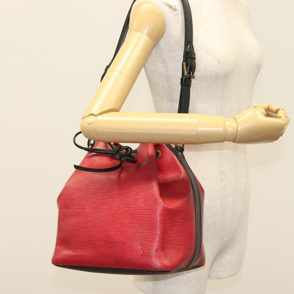LOUIS VUITTON Epi Petit Noe Bag BiColor Black Red M44017 LV Auth 134840